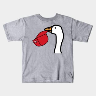 Minimal Portrait Goose Stealing Red Hat Kids T-Shirt